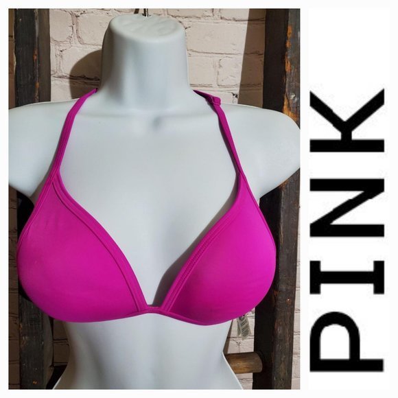 PINK Victoria's Secret Bikini Top Small Racerback Pink Swim Beach  A127 - Picture 1 of 5